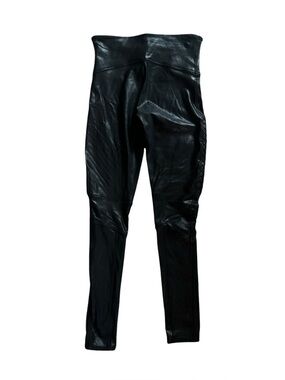 Spanx Women's Black High Waisted Faux Leather Moto Compression Legging Sz M